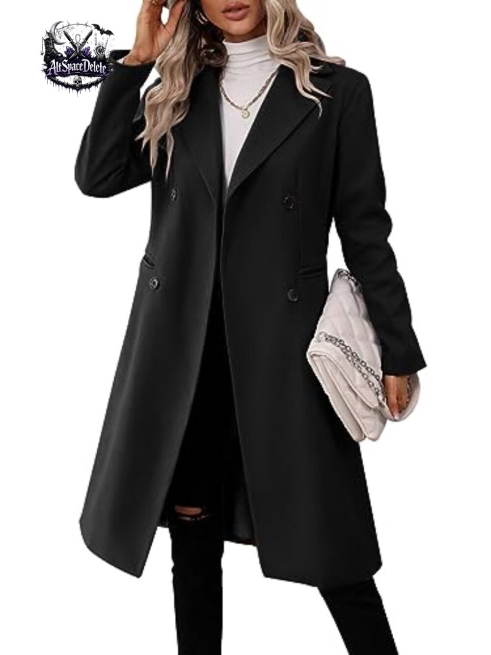 Double Breasted Long Pea Coat Slim Fit Winter Overcoat